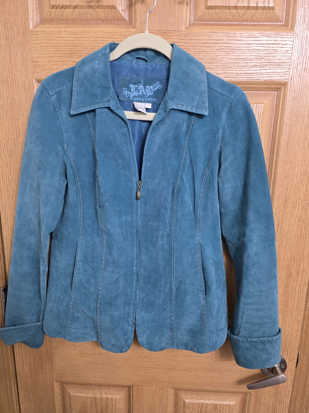 Live a Little Teal Suede Zip-Front Jacket